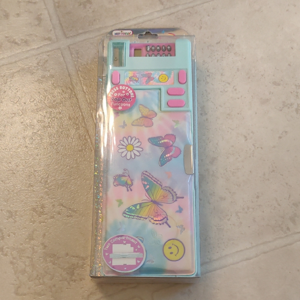 New!Hot Focus Butterflies Multifunction Pencil Case Pencil Box for Girls Y2K